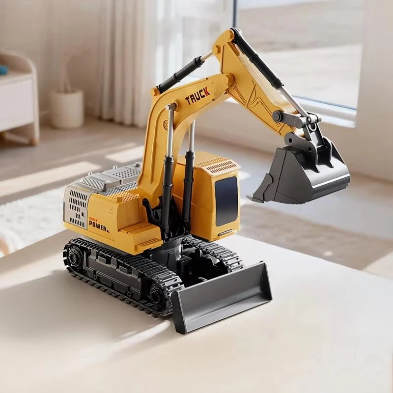 Alloy remote-controlled excavator toy car with lights, audio system, electric engineering vehicle, children's birthday gift view 4