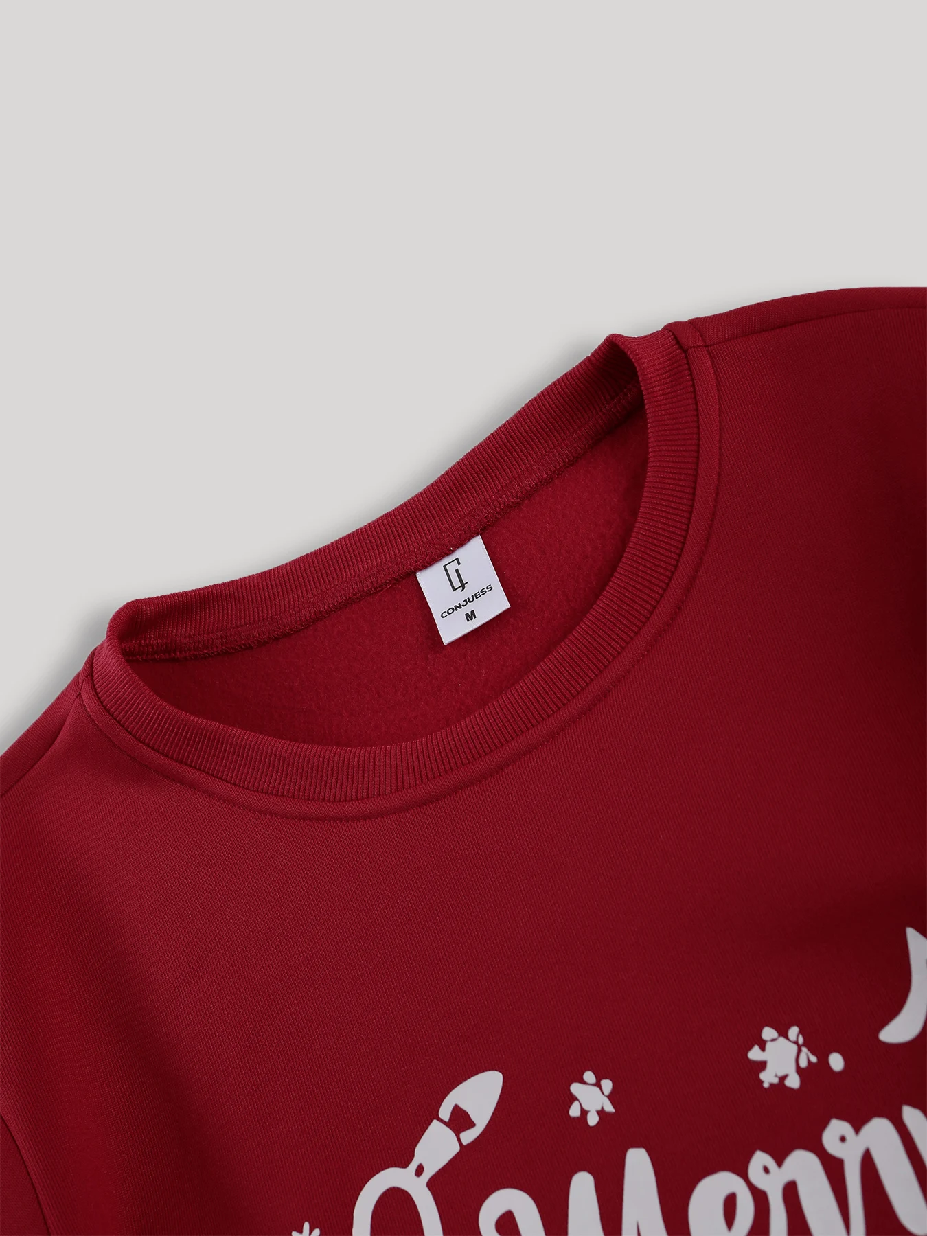 طقم سويت شيرت رجالي برقبة دائرية باللون العنابي لعيد الميلاد المجيد مكتوب بخط اليد وطباعة عيد الميلاد كاجوال للركض طقم مكون من قطعتين يوميًا #5