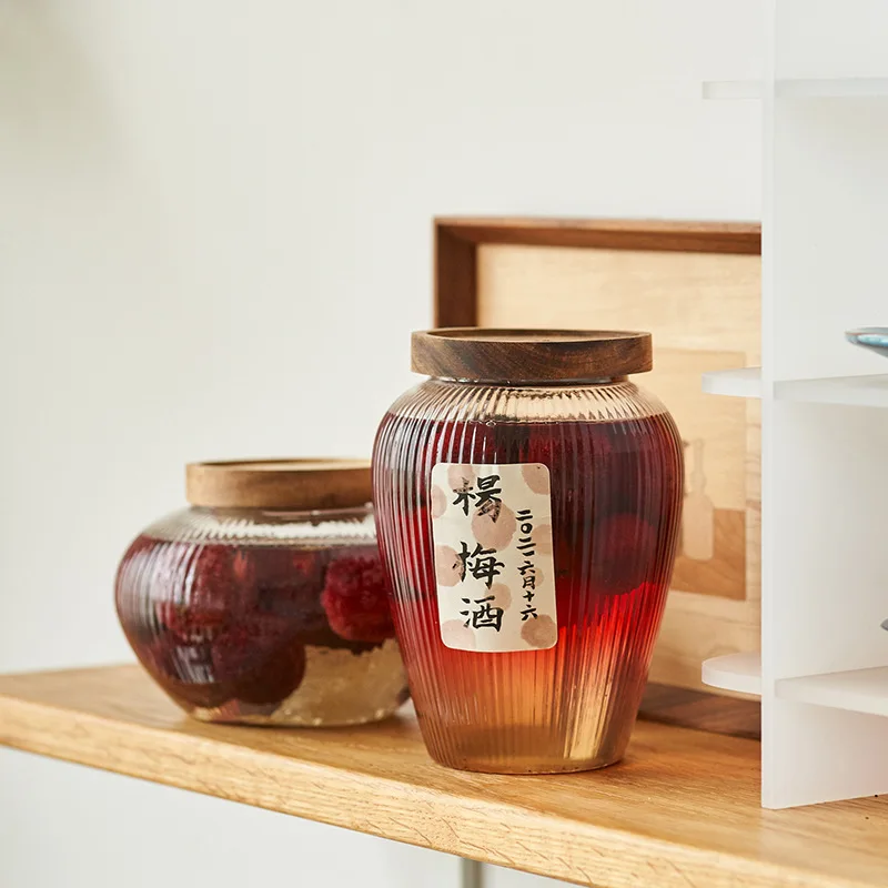 

LMM large bayberry sparkling wine jar sealed wine jar green plum wine jar fruitcontainer wooden lid