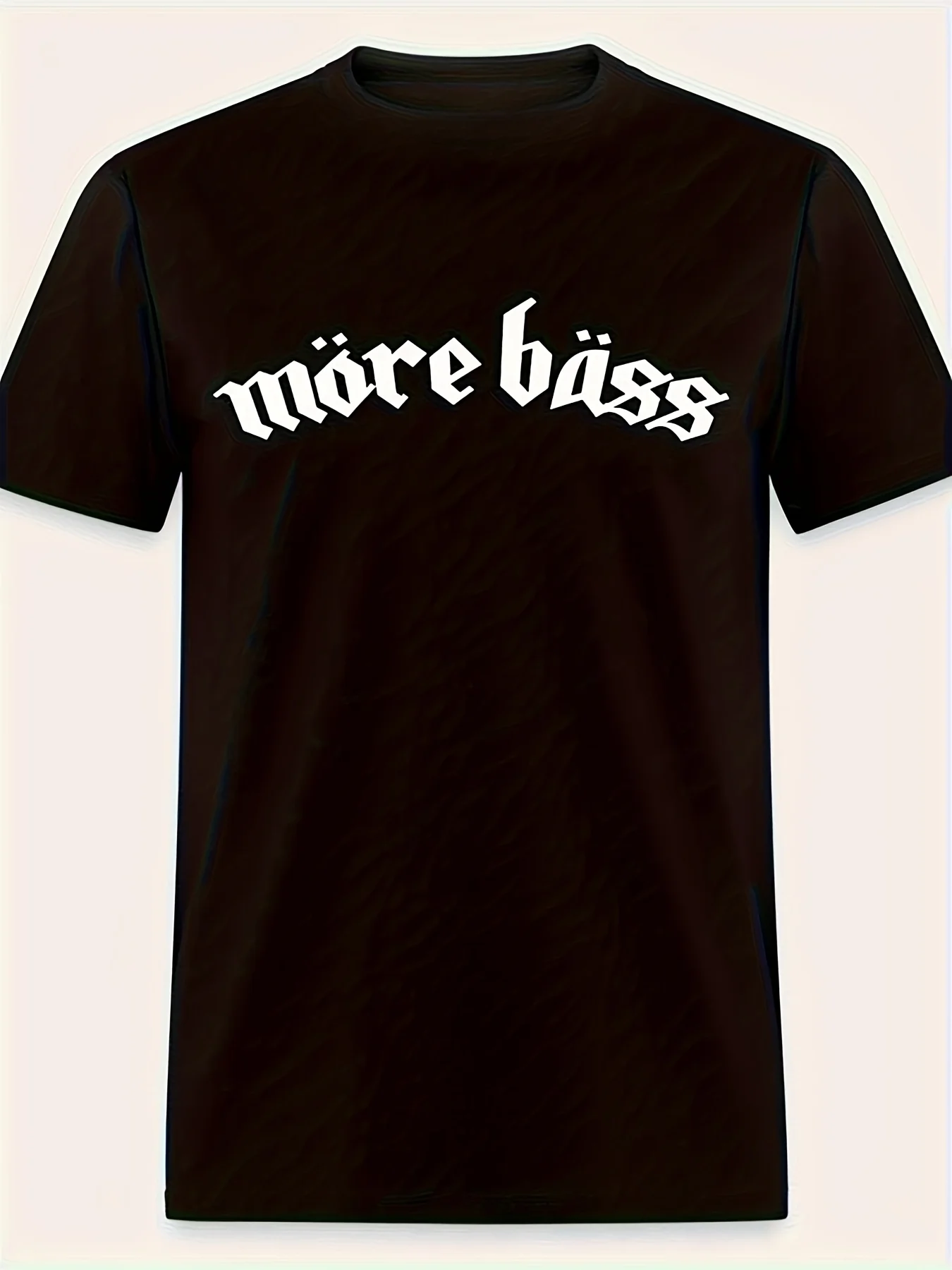 MORE BASS Music TShirt for Heavyweight Sm Soundwave Logo Gothic Bass Lettering Tee AllSeason Casual Round Neck Short Sleeve Shirt for DJs Musicians Music Lovers (Black)Retro Casual Short-sleeved T-shirt with a Round Neck and Printed Pattern