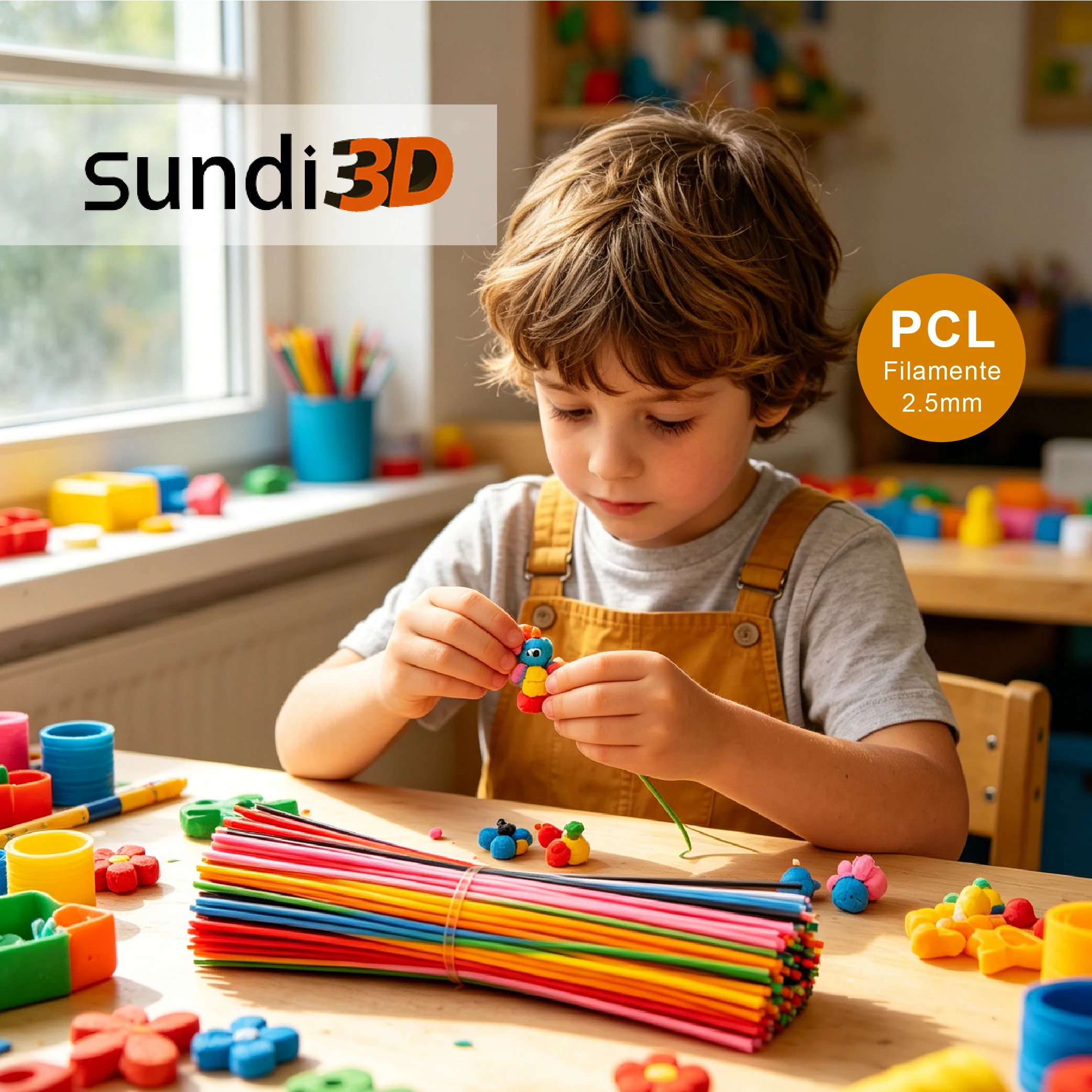 

SUNDI® 2.5mm PCL 3D Pen Refill Filament, 300/600/900PCS 30 Colors Low Temp 3D Printing Supplies, Compatible with 3Doodler Start+