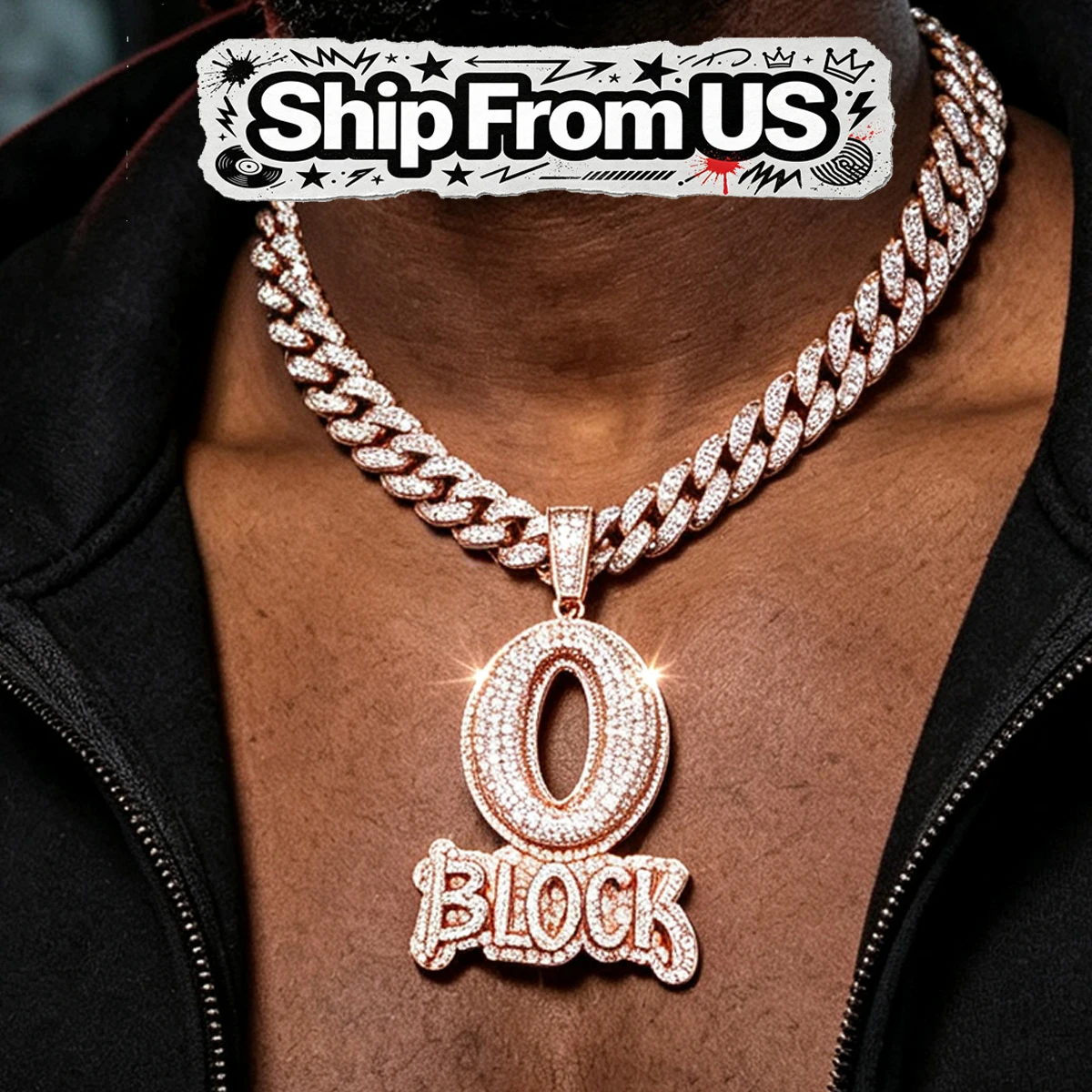 Hip Hop Pendant Full Paved Sparkling CZ Stones 18K Gold Statement Charm Necklace Accessory Iced Out Bold Number Zero Block For Men Women Perfect Streetwear Rapper Daily Party Club Gathering Trendy Fashion Idea Hip Culture Unique Fine Jewelry Gift