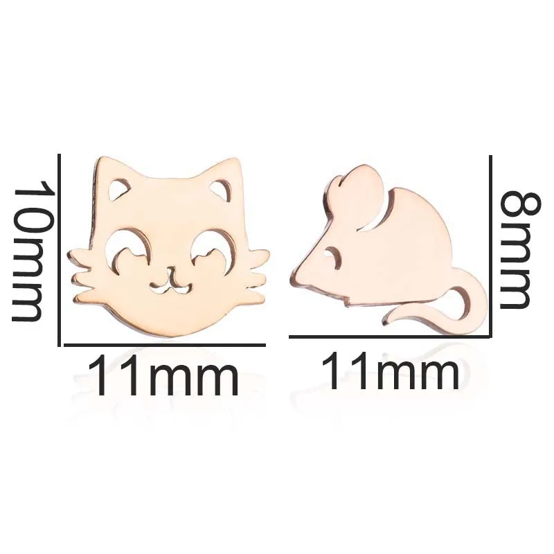 Moda Novo Aço Inoxidável Pequeno Animal Menina Simples Pet Cat Cute Dog Earrings Ear Stud Jewelry Gift Atacado