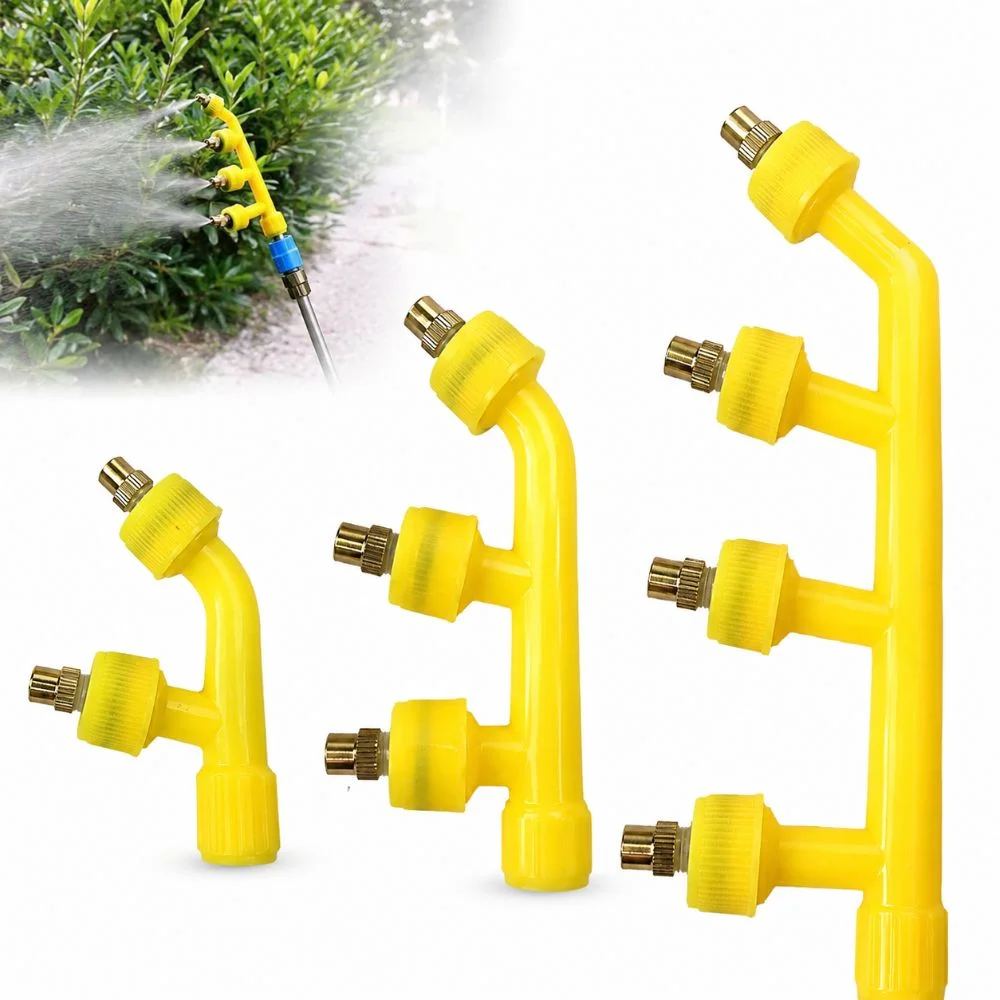 Copper Mouth Garden Sprayer Nozzles Multi Heads High Pressure Atomizing Sprayer Nozzle Adjustable Plastic Pole