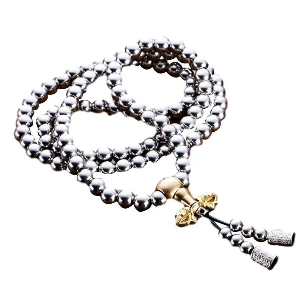 Outdoor Self-defense Hand Bracelet Necklace Steel 118 Buddha Beads Metal Chain Accessories Self Protection Survival Tools