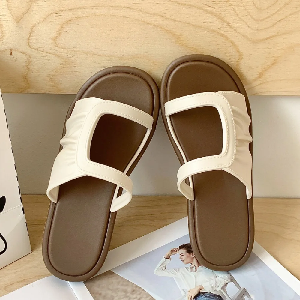 

Милые сетчатые тапочки из ПВХ на плоской подошве, летние шлепанцы на плоской подошве, нескользящие тапочки, женская летняя пляжная обувь для девочек