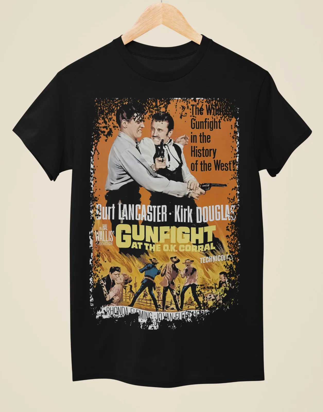 Gunfight at the O.K. Camiseta negra Unisex inspirada en el póster de la película occidental de Corral