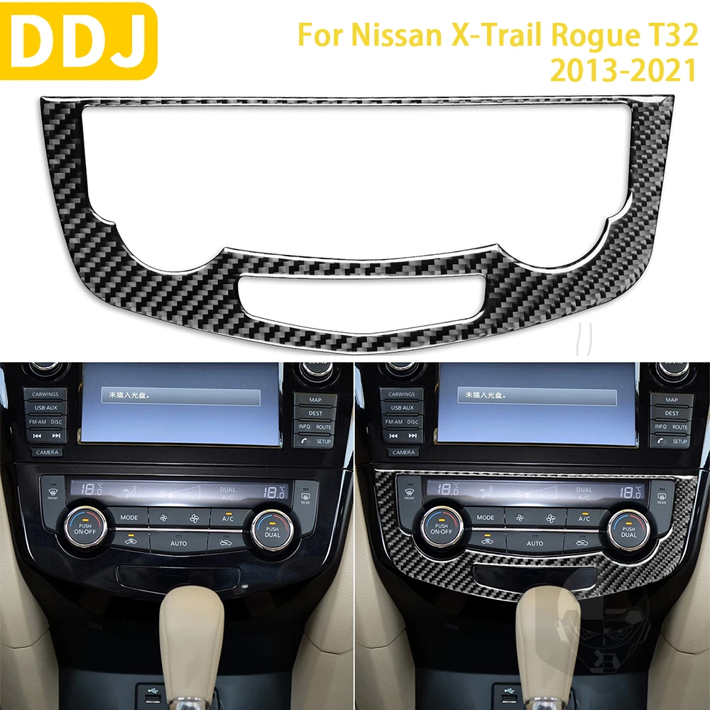 

For Nissan X-Trail Rogue T32 2013-2021 Accessories Carbon Fiber Interior Car Air Conditioning Key Panel Trim Sticker Decoration