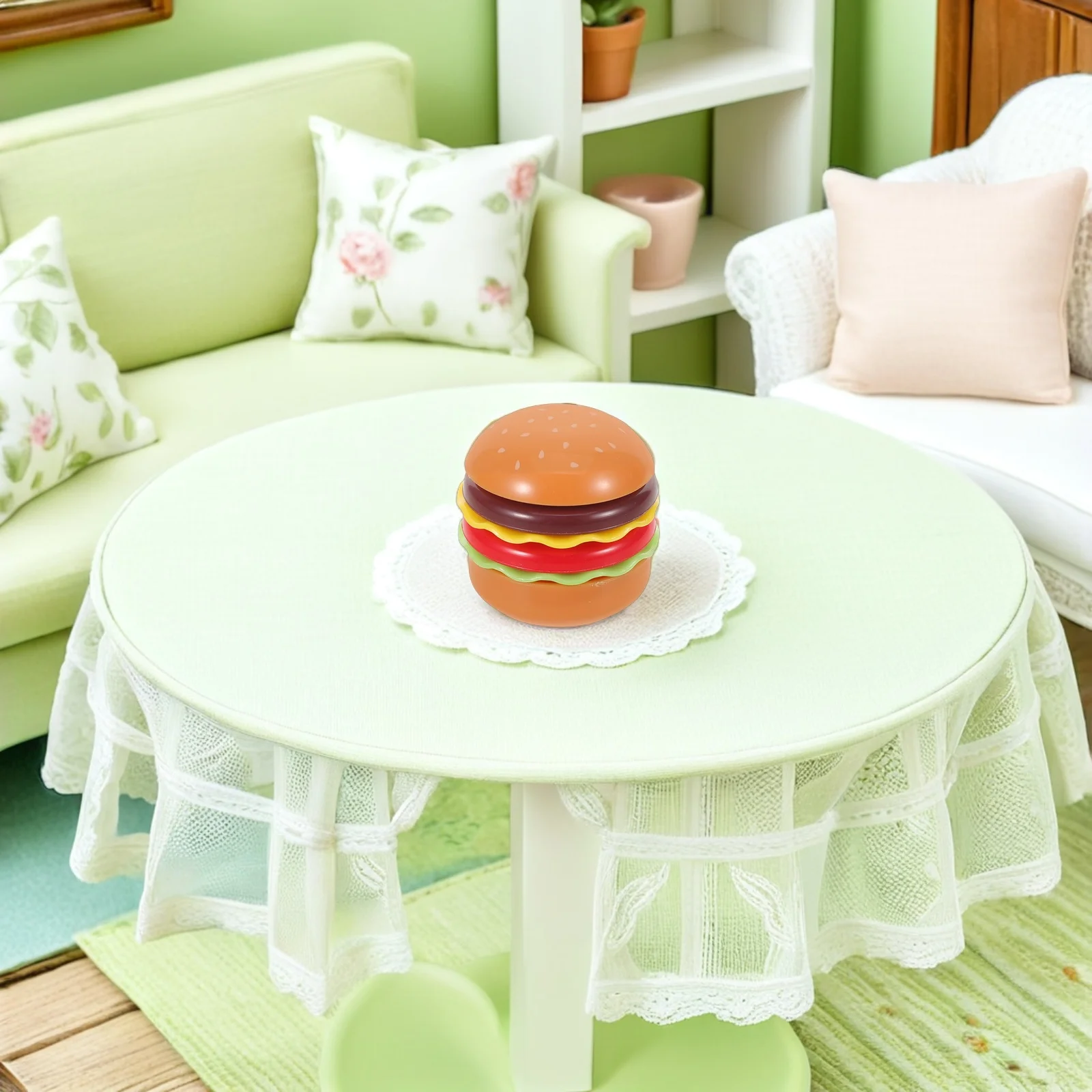 Mini-Simulationslebensmittel: Realistische Burger-Requisite für Puppenhaus-Küchenzubehör, Miniatur-künstlicher Hamburger, gefälschte Lebensmittel für Bjd