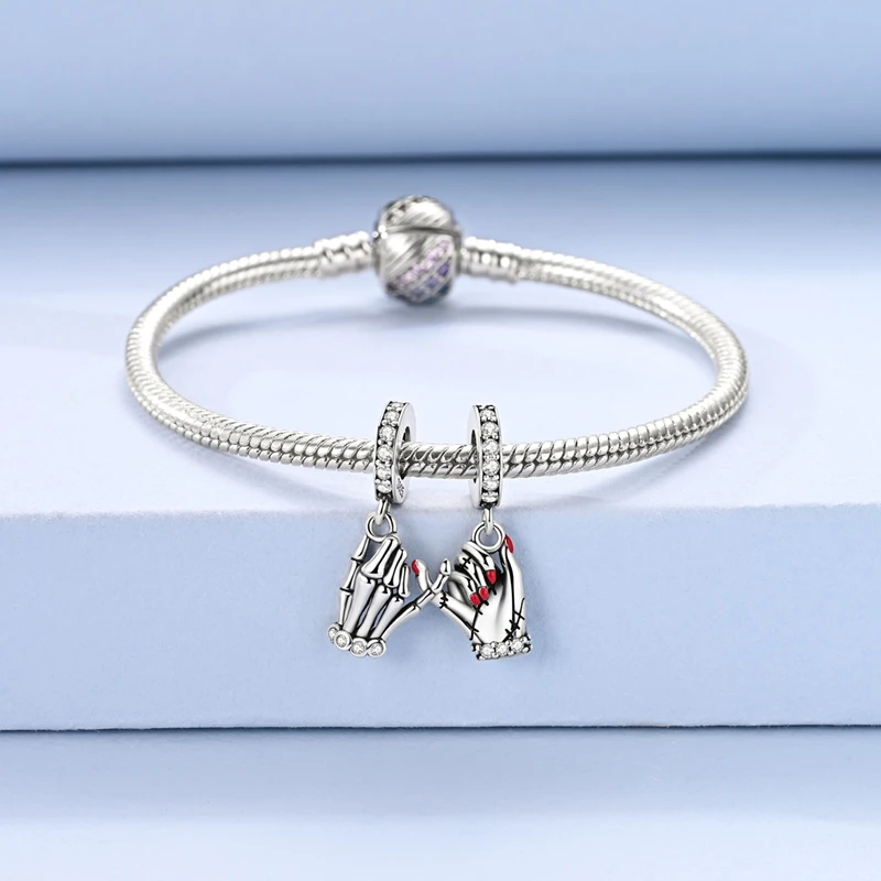 Mula 1Pc New Silver Plated Pinky Promise Pendant Dangle Charms Fit Original Snake Chain Charm Bracelet DIY Making Gift view 5