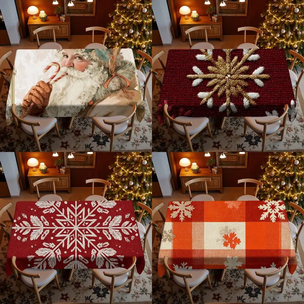Colorful Christmas Tree Tablecloth Restaurant Kitchen Tablecloth Living Room Home Decoration Rectangular Party Decoration