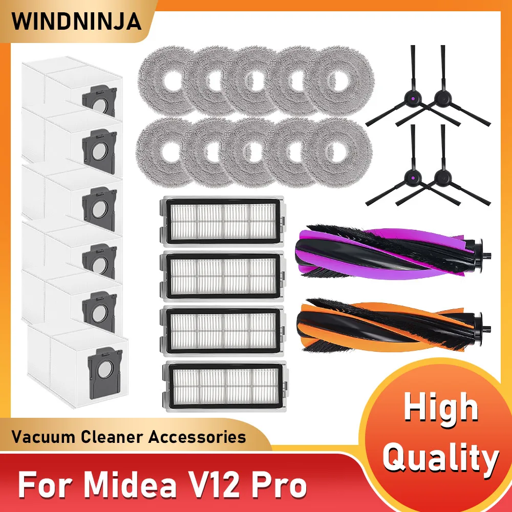 Für Midea V12 Pro Saugroboter HEPA-Filter Haupt- und Seitenbürste Ersatzteile Staubbeutel Wischpad Haushaltszubehör