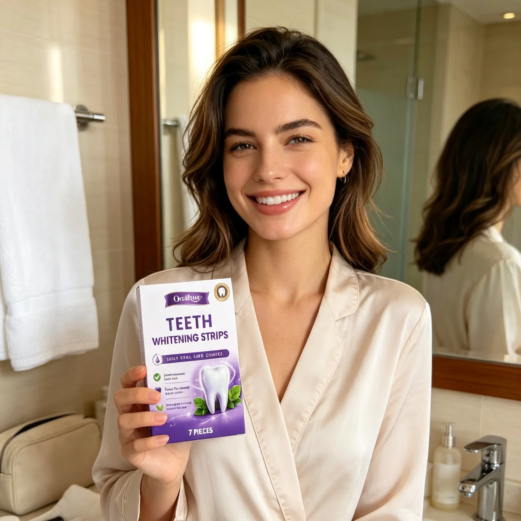 Oralhoe Purple Teeth Whitening Strips Brighten Teeth Stain Remover Perfect Smile Dental Care Products Non Sensitive Teeth Strips