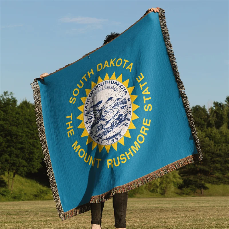 

Gaslight Gatekeep Girlboss Южная Дакота США Америки жаккардовое тканое одеяло с бахромой