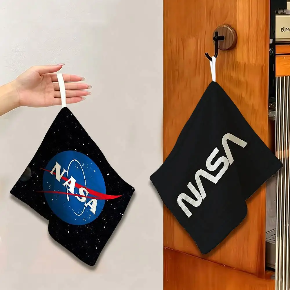Hit N-NASA-A 2024 Polyester Cotton Hanging Kitchen Towel, Skin Friendly Hand Wiping Towel for Hotel Cafe Household