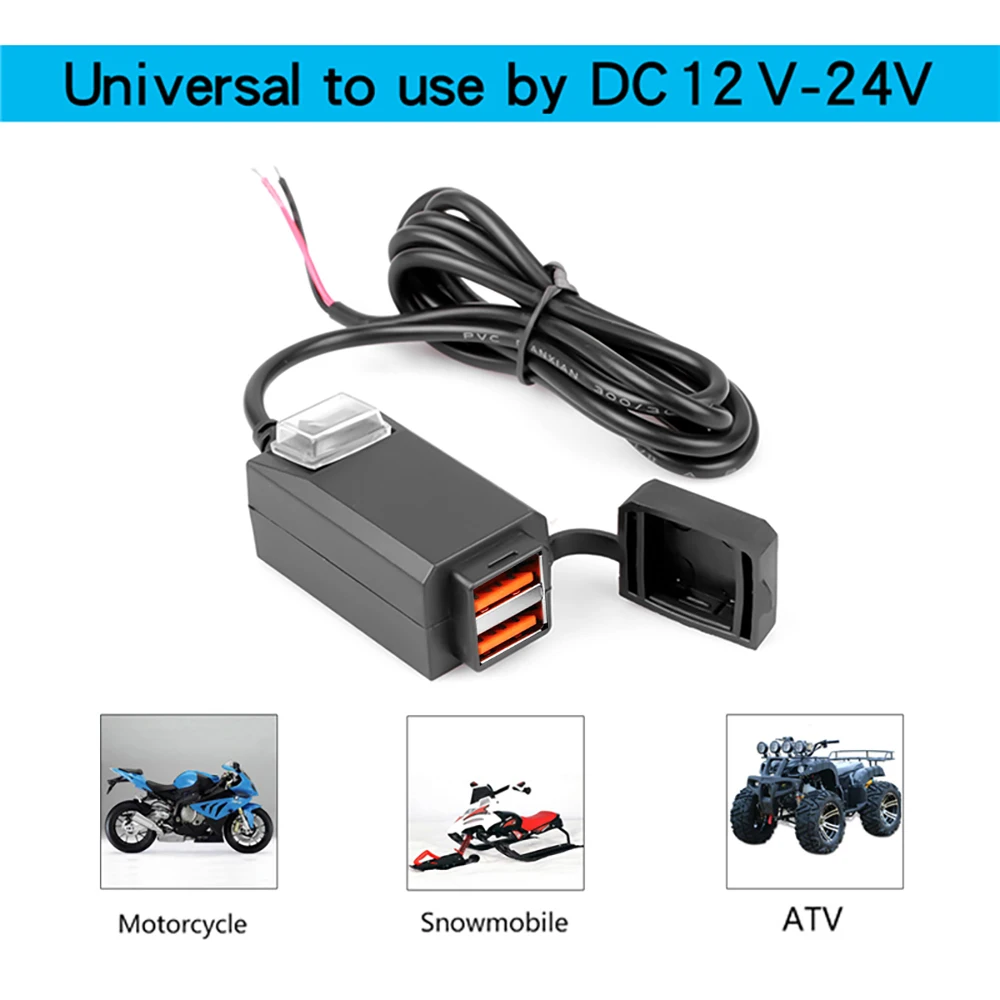Motorcycle USB Charger QC3.0 Handlebar Fast Charging Waterproof 12V Socket Adapter With With ON/Off Switch For Phone Navigation