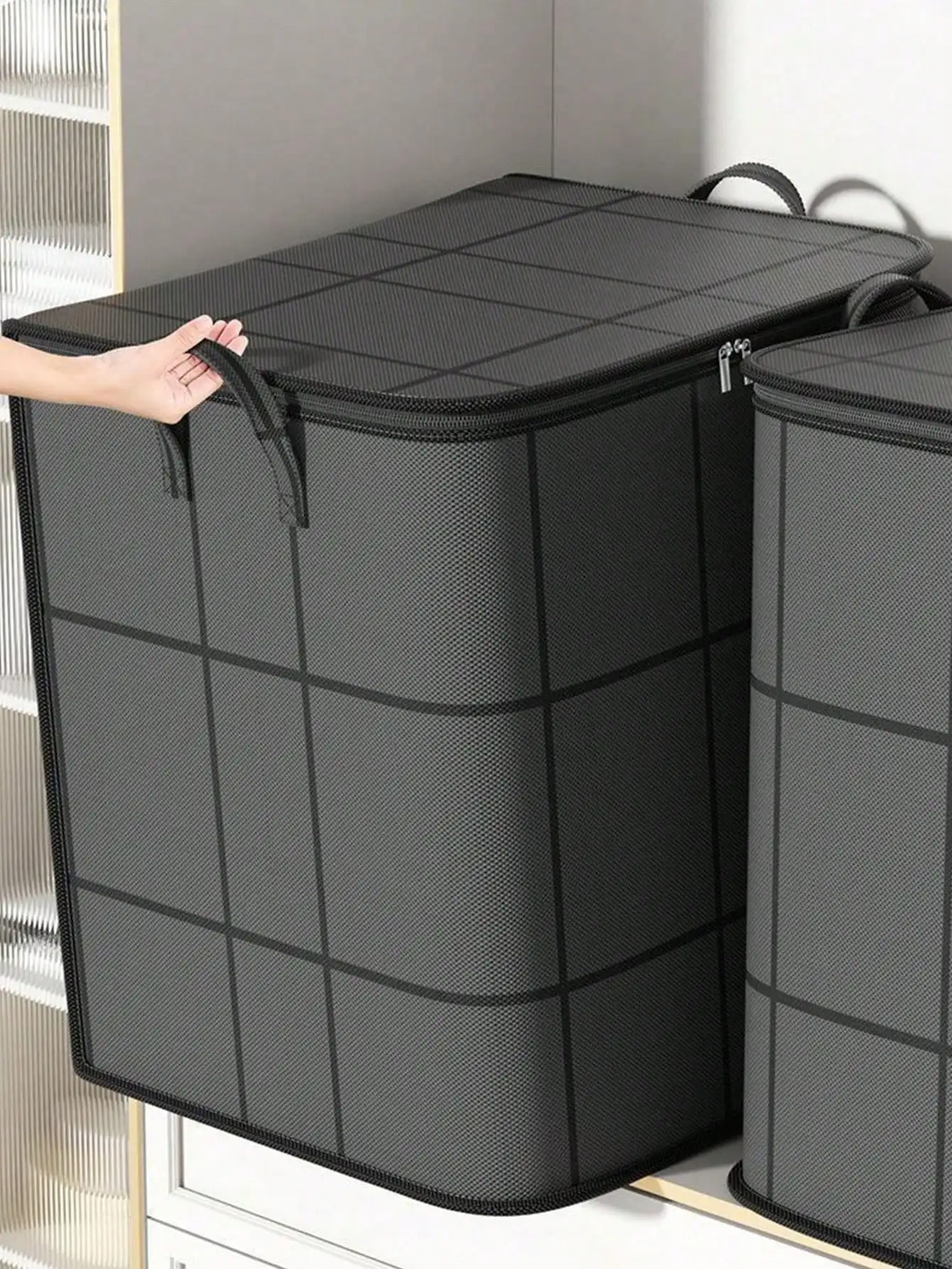1/4Pcs Black Thick Large Capacity Storage Bags, Phone Pouch, Wardrobe Organizer, Bedding & Clothing Packing, Foldable Portable Storage Bags For Bedroom, Wardrobe, Under Bed, Living Room, Dorm, Clothing Organization