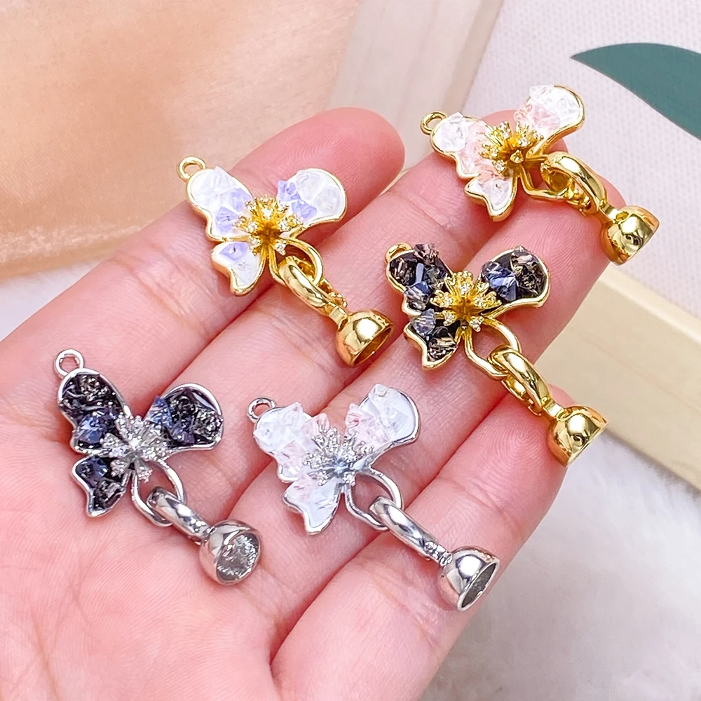 Juya Fiore Decorativo Fatto A Mano Connettore di Chiusura Ganci di Bloccaggio Catenacci Accessori Per Le Donne FAI DA TE Moda Cucito Creazione di Gioielli