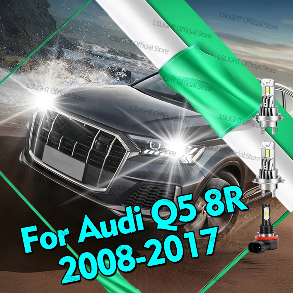 2/6x LED Headlights 30000LM Wireless Head Lamps 6000K Fog Bulbs For Audi Q5 8R 2008-2017 2009 2010 2011 2012 2013 2014 2015 2016