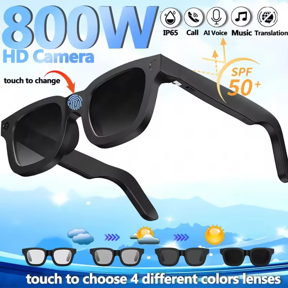 

2026 Smart Glasses HD Photo Video Record Translation Touch Photochromic Lenses Bluetooth Call Music Multifunction Sunglasses