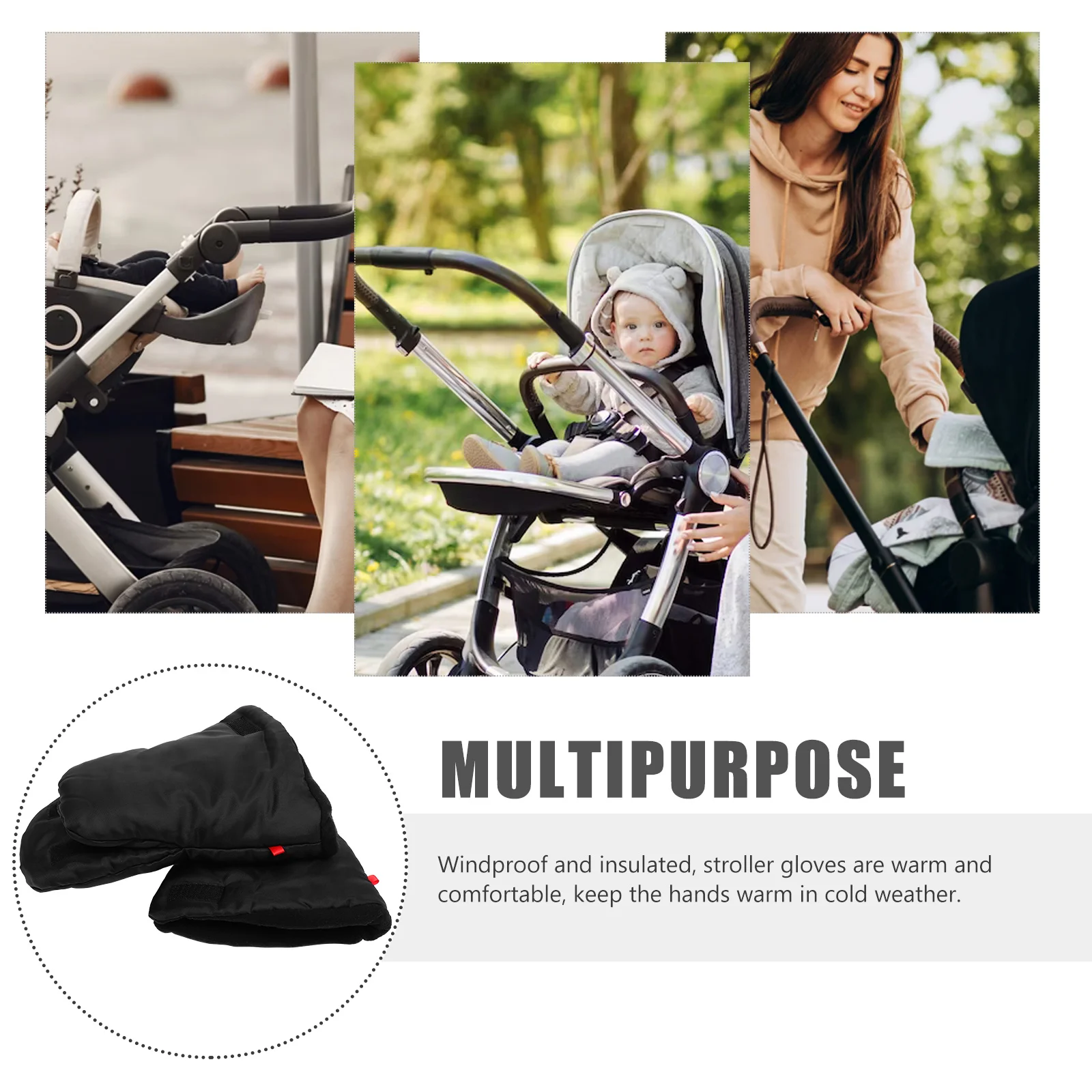 

1 пара теплых перчаток для коляски, изолированные ветрозащитные зимние варежки для коляски, съемный дизайн, ткань Оксфорд, хлопковый материал