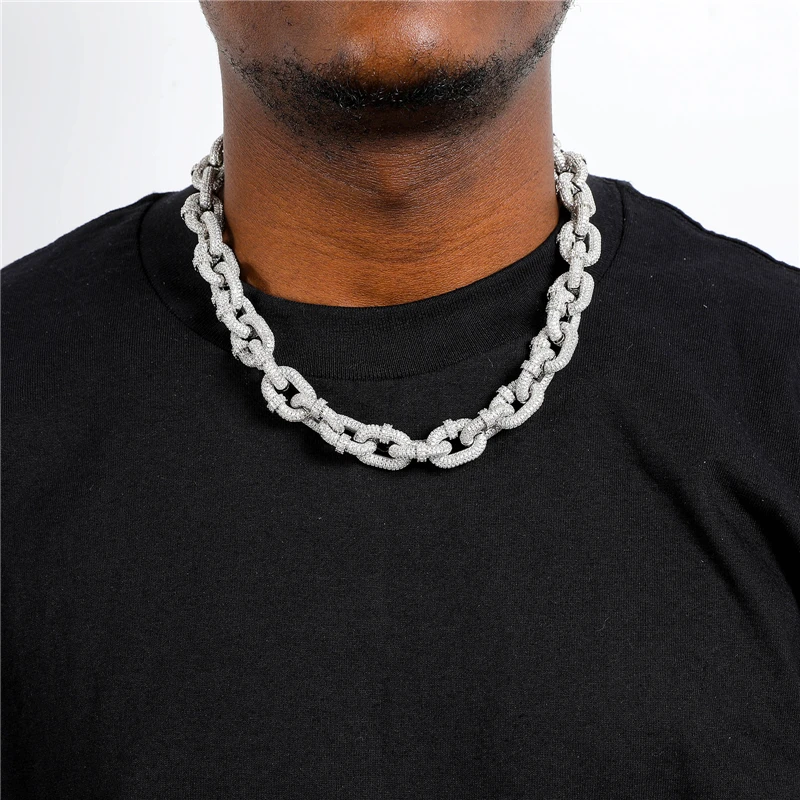 

Hip Hop Iced Out Cubic Zirconia Cuban Chain Necklace For Men Women Luxury Party Wedding Necklace Fashion Jewelry Birthday Gift