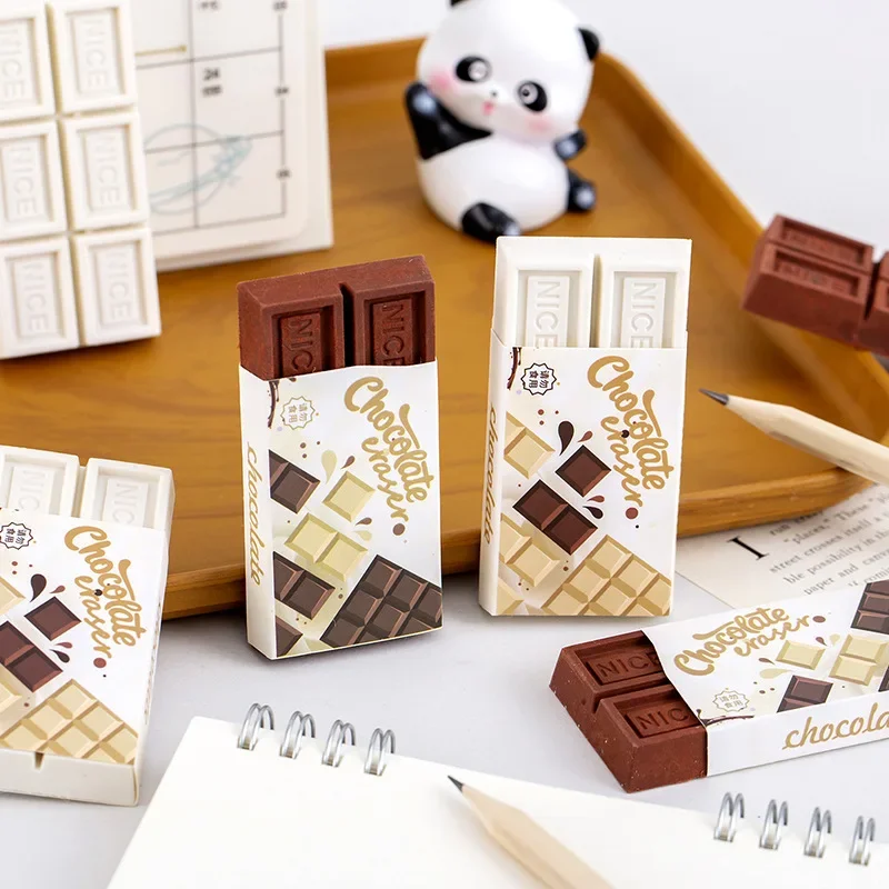 5PCS Creative Black and White Chocolate Erasers for Students Christmas Prizes Souvenirs  Cute Stationery