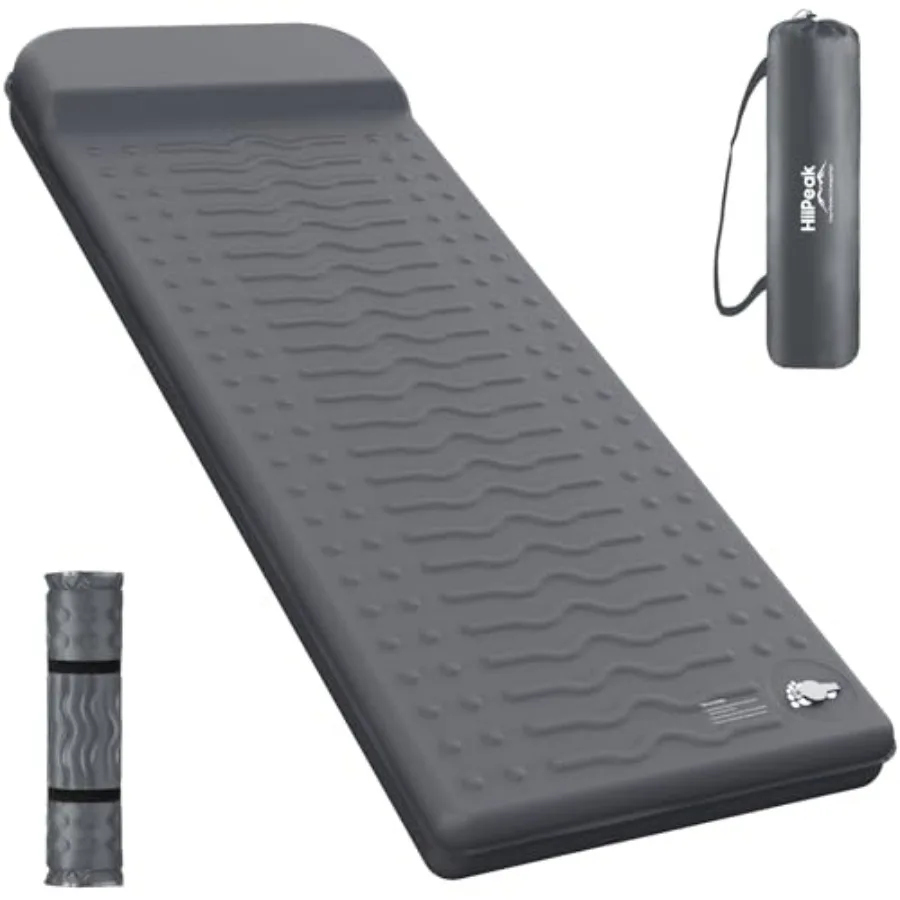 

Compact 3 Thick Memory Foam Sleeping Pad with Pillow 9.5 R-Value Insulated Inflatable Mattress for Backpacking Hiking Car Tent