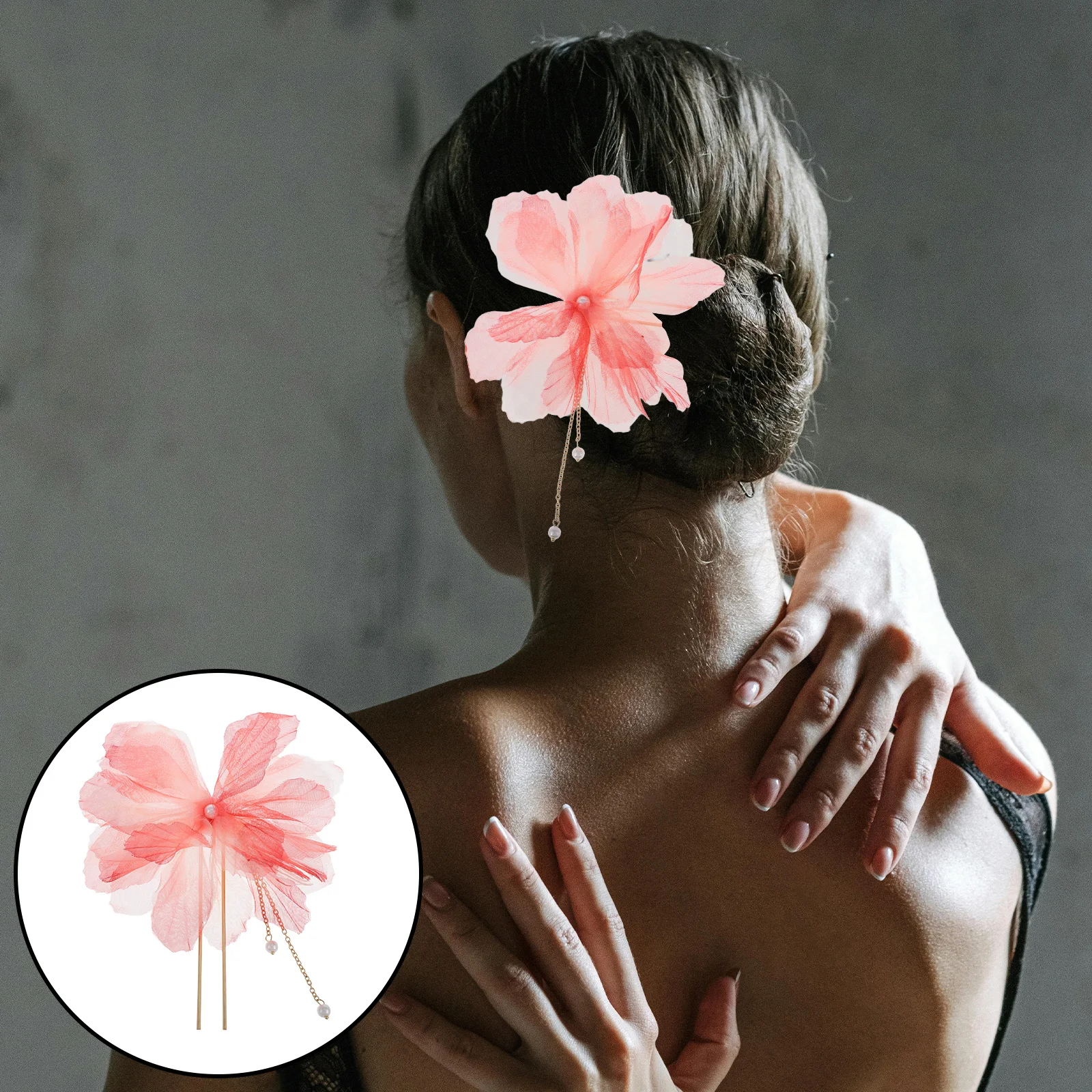 

2pcs Flower Tassel Hair Stick Vintage Floral Hairpin Wedding Headpiece Chinese Hanfu Hair Accessories Bun Pins Styling Tool