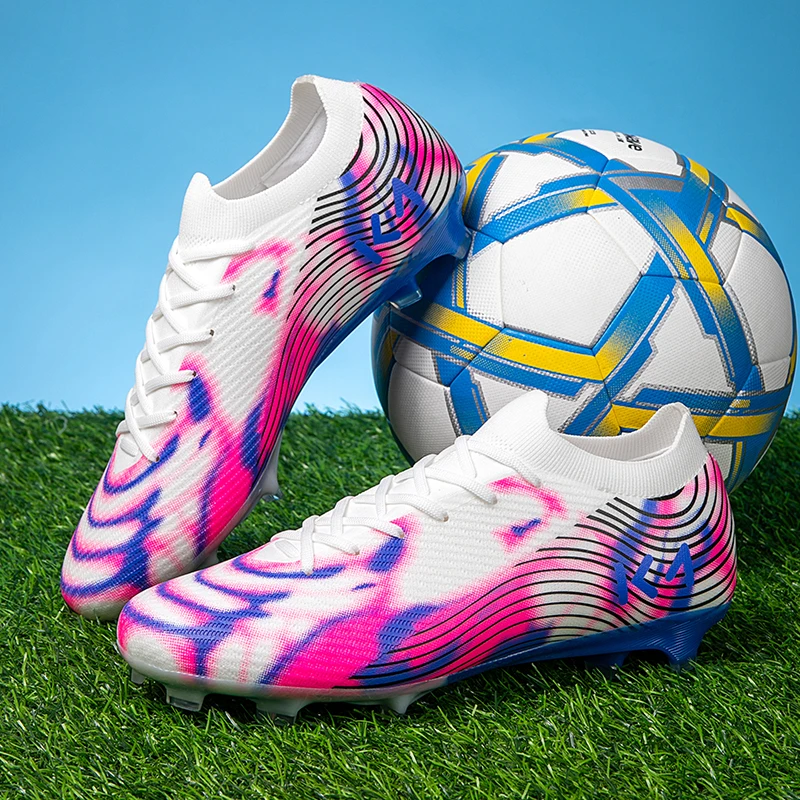 Men Professional Football Boots Non Slip Long Spike Sole Breathable Lightweight Training Soccer Shoes for Match Game
