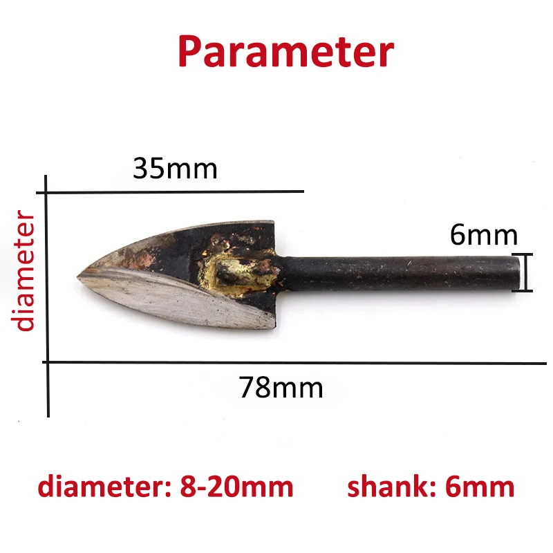 1pcs 8-20mm HSS Brazed Carving Knife 6mm Shank Milling Cutters Sharp Edge Bit Wood Engraving Woodworking For Dremel Rotary Tools