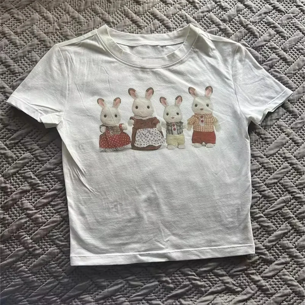 Camiseta con estampado de letras para mujer, Top de estética de los años 2000, camiseta de secado rápido para mujer, ropa harajuku de anime japonés