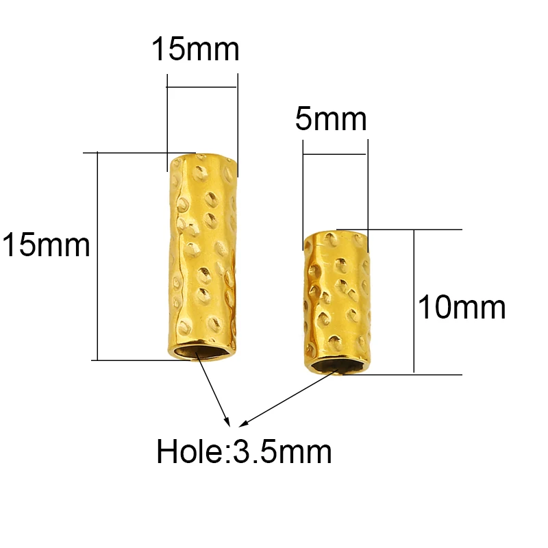 10pcs 10 15 mm Stainless Steel Large Hole Spacer Tube Beads PVD Never Fade Bracelets Necklace Beads Jewelry Making Accessories