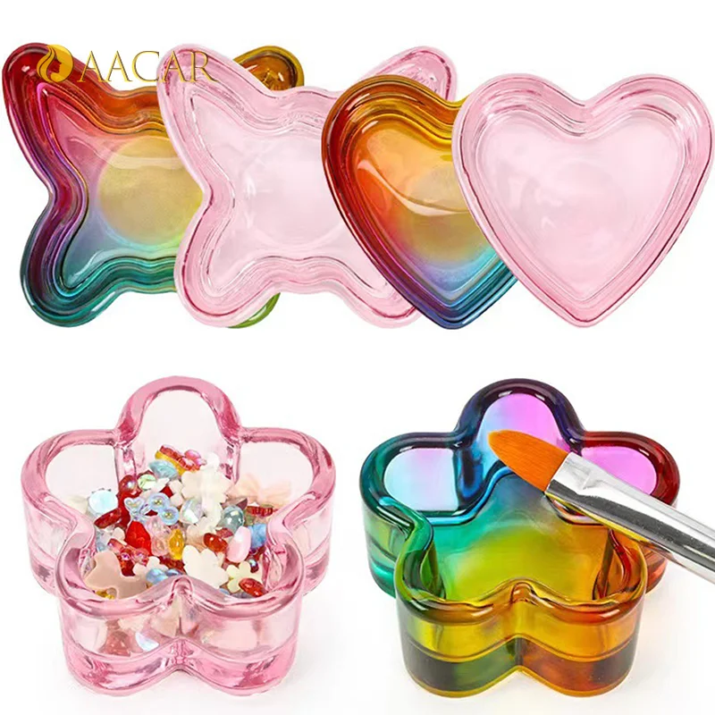 Cristallo di vetro acrilico polvere liquido tazza per unghie penna colorata rondella tazza ciotola portabicchieri attrezzature strumenti per Nail Art senza coperchio