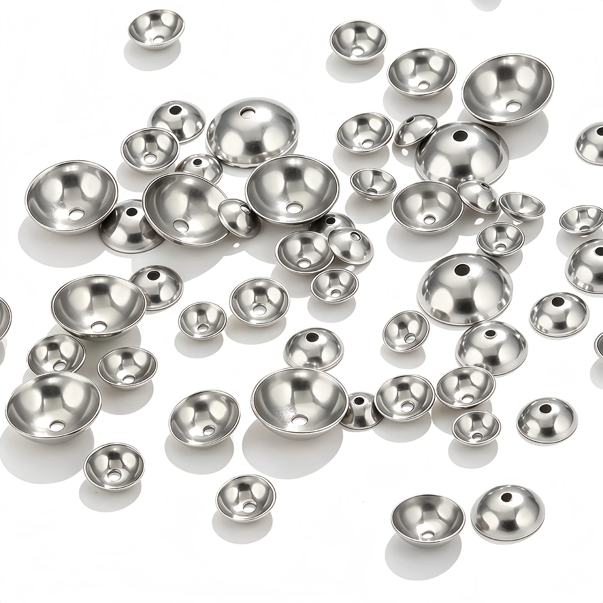 100-200 Stück 3-10mm Goldfarbene Edelstahl-Rundperlenkappen, Abstandsperlen-Verbinder für DIY-Halsketten-Schmuckherstellungszubehör – Detail 4
