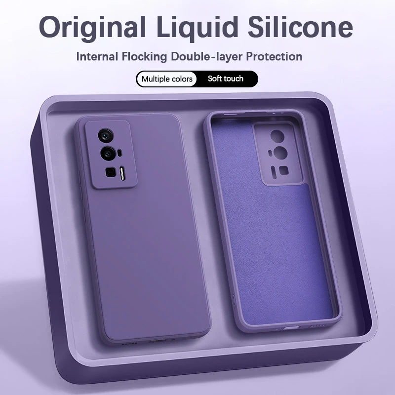 Liquid Silicone Phone Case for Xiaomi Poco F5 Pro F5Pro 5G Original Soft Fashion Classic Straight Edge High Qualtiy Bumper Cover