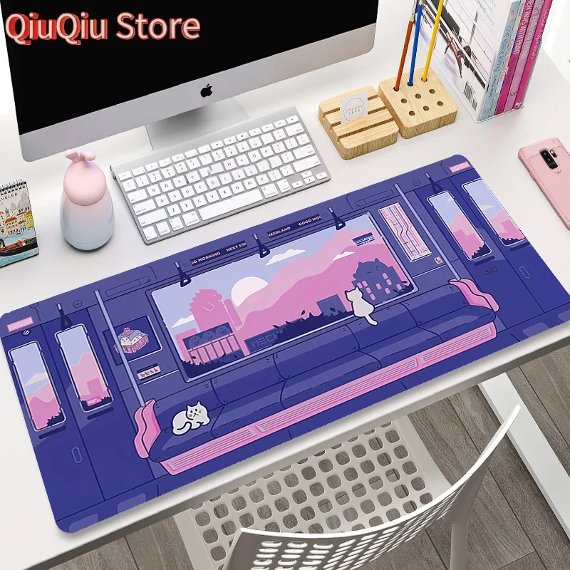Niedliches Japan-Katzen-Mauspad Großes Gamer-Mauspad Schreibtischunterlage Computer-Gaming-Zubehör Kunstteppich 900x400 Spielmatten Anime Büromatte