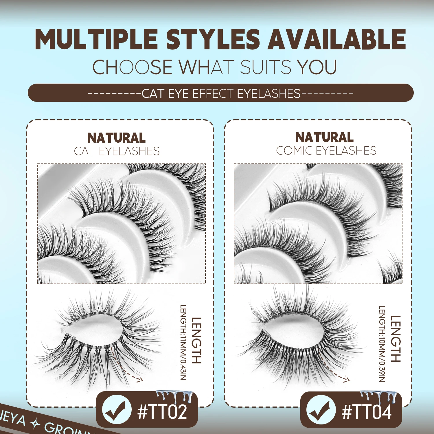 ขนตาปลอมเวลทรินาย แบบต่อขนตาทรงแคทอาย ดูเป็นธรรมชาติ หนาฟู ดูเป็นธรรมชาติ  แบบใส  3 มิติ  ขนมิ้งค์เทียม  สำหรับแต่งหน้า