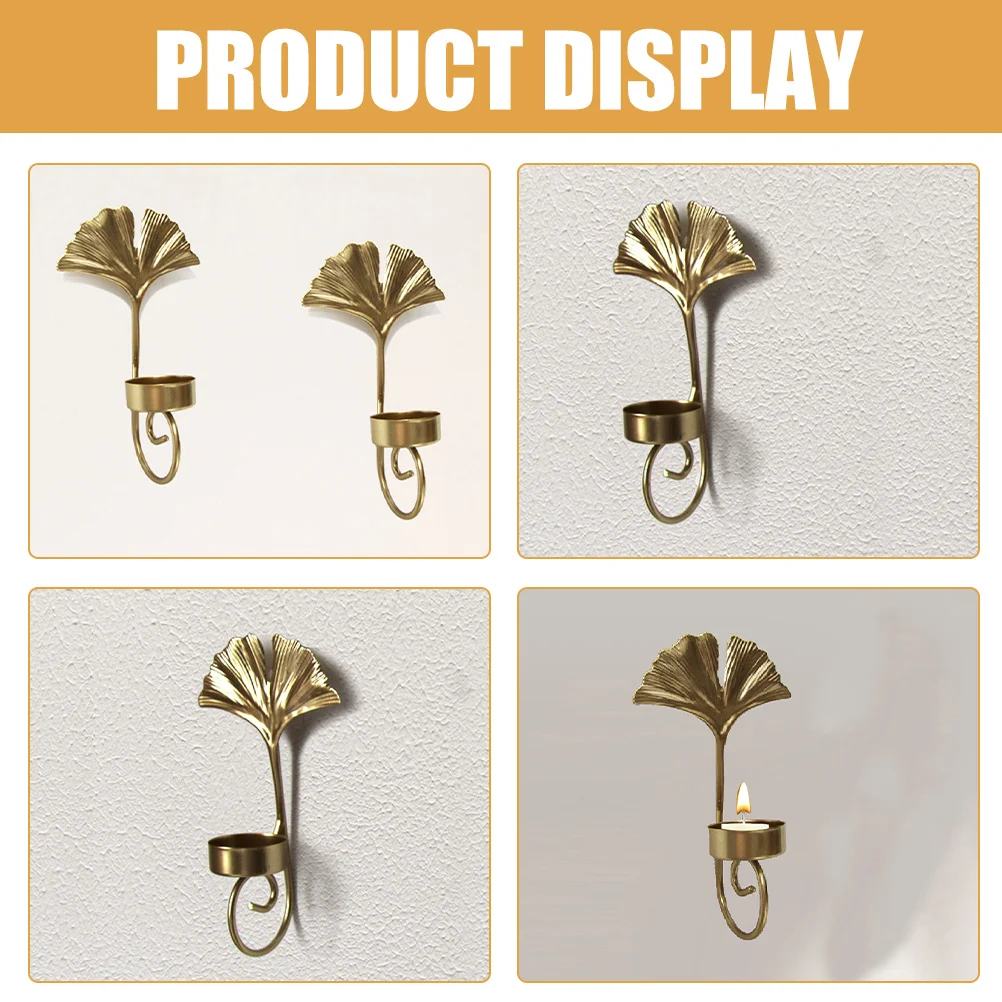 

4pcs Iron Art Candlestick Leaf Shape For Hanging Wall Holder Decor Home Office Hotel Decor Wall Sconce