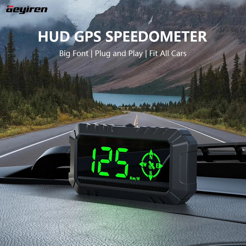 

Car HUD GPS Digital Speedometer Smart Head-up Display Fit All Cars Over Speed Alarm Security Big Font KM/H Auto Accessories