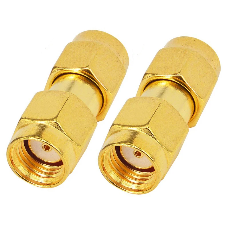 1Pc Rp Sma Mannelijke Plug Naar RP-SMA Mannelijke Stekker Rf Coaxiale Adapter Vergulde Rpsmajj Koperen Converter Connector