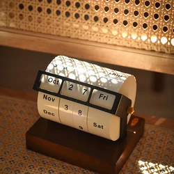 2025 Calendar Rotary Perpetual Desk Calendar Wooden Wheeling Calendar Month Week Day Date Display For Home Office Reusable