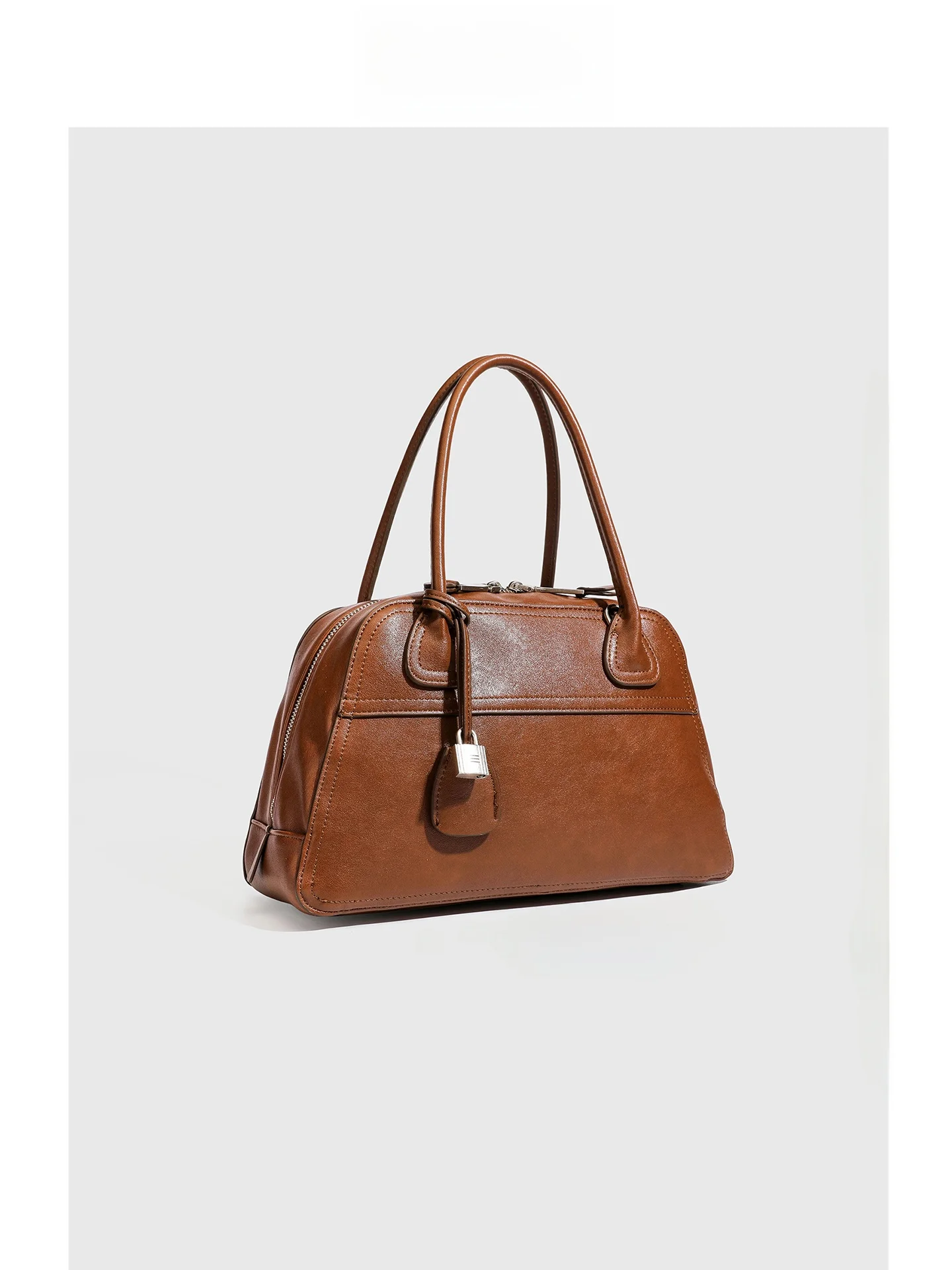 DAOR Zhang Ying Cowhide Boston Bag Women's High-End Feel Vintage Single Shoulder Slant Cross Bag Commute Style Soft Handbag