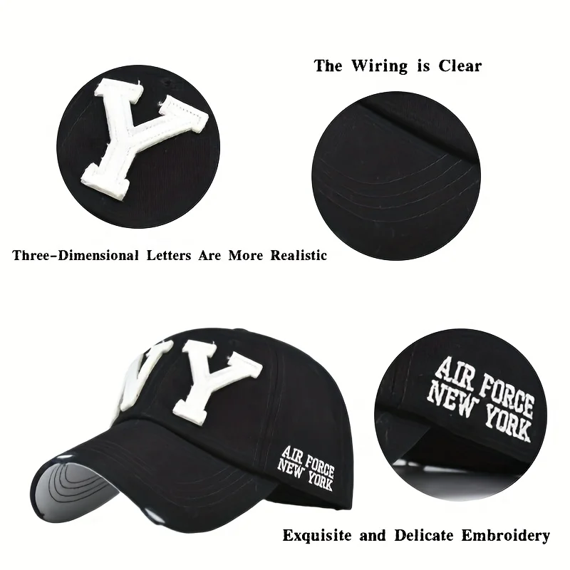 قطعة واحدة من قبعة بيسبول نيويورك بأحرف ملونة مع تطريز كرتوني، حجم قابل للتعديل، قبعة منقار البط للرياضات الخارجية واللياقة البدنية #5
