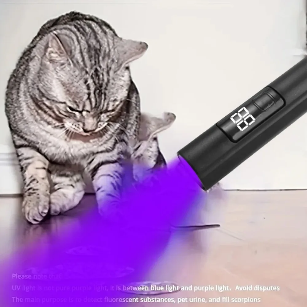 365/395nm Ultraviolet Flashlight Intelligent Digital Display Flashlights Portable USB Rechargeable Fluorescent Detection Lamps