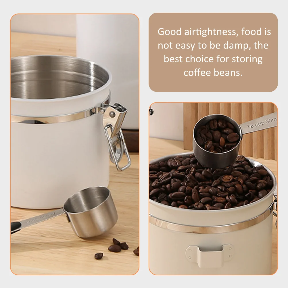 

Stainless Steel Sealed Jar Airtight Food Container for Coffee Beans Tea Storage Box Dried Goods Canister Beige