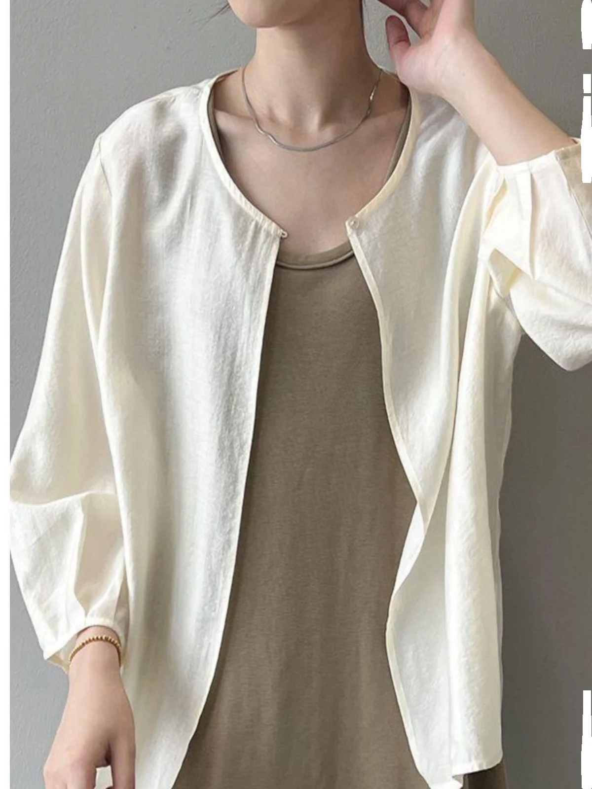 

Linen Women's Loose Long Sve irt Spring Summer New Sle Thin Outerwear ort Design Casual Faion White Top