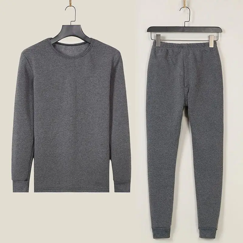 

Men's round Ne Thiened Warm Underwear Set Youth Autumn Winter Thermal Clothing Long Sve Pants Home Clothes Innerwear