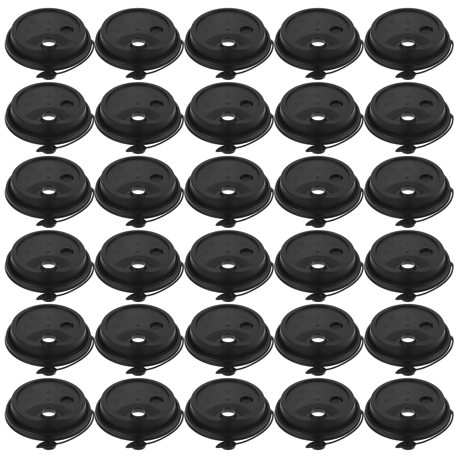 

100pcs Leak Proof Cup Lids 90mm Black Plastic Injection Molded Covers for Coffee Milk Tea Soy Porridge Cups Hot Drink Beverages