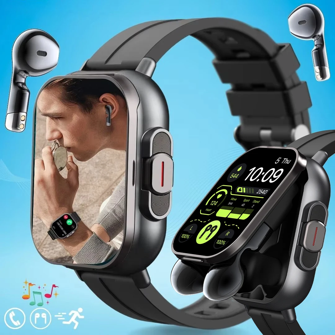 

Новые умные часы 2-в-1 с наушниками, спортивная Bluetooth-гарнитура, часы для звонков и прослушивания музыки, мужские часы с монитором здоровья, NFC, женские умные часы с наушниками